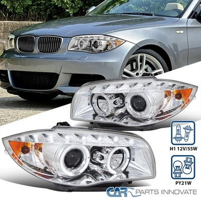 Fits BMW 04-11 E87 07-11 E81 07-13 E82 E88 LED Dual Halo Projector Headlights - Imagem 1 de 4