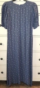 Nuevo con etiquetas Vestido Damas LOFT Denim Azul Blanco Corazones Manga Corta Talla 4 ~ 47" de largo - Imagen 1 de 9