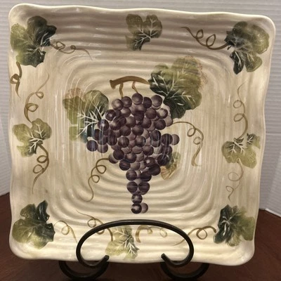 Plato de Linens-n-Things con cuadros de uvas cuadrado 11 X 11 pieza de exhibición Foto 1 de 4