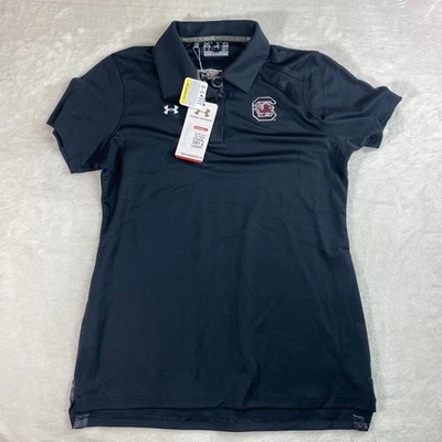 Under Armour Women’s Polo Medium Loose Black HeatGear South Carolina C Logo - Image 1 of 4