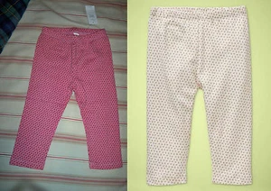 NWT GAP GIRLS PRINTED LEGGINGS PANTS SIZE 12-18-24 MONTHS BEIGE PINK   - Picture 1 of 7
