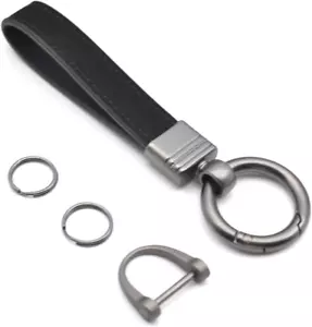 Car Fob Key Chain Genuine Leather Keychains Holder for Men and Women, 360 Degree - Picture 1 of 12