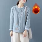 Women Ethnic Chinese Embroidered Padded Jacket Floral Coat Frog Button Fashion