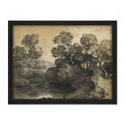 Gainsborough Landscape Rocks Overhanging Pool Painting Framed Art Print 18X24"