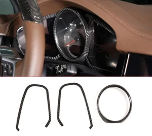 Passend für Porsche Cayenne echt Carbon Tacho Abdeckung 2018-23 Schwarz 3-er SET - Picture 1 of 7