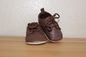 Little Treasure Baby Boy's Crib Shoes 0-6 M Brown Faux Leather  - Picture 1 of 12