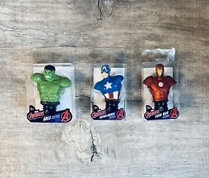 Lot Of 3 Marvel Avengers Iron Man Captain America Thor Cake Topper Paperweights