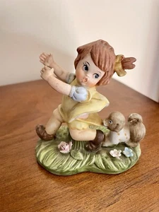 VERY RARE Capodimonte Porcelain Little Girl with Dog Pulling At Her Dress - Picture 1 of 11