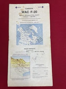 Mapa de navegación aérea WAC F-20 1973 carta aeronáutica mundial de Canadá - Imagen 1 de 9