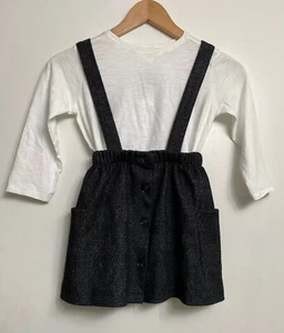 NEW ZARA Girls Dark Gray Suspender Skirt And LS Top Size 6 Love ! Too Cute ! - Picture 1 of 6