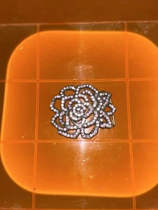 Vintage Brass Pink Rose Rhinestones Girls/ Women’s Belt Buckle 3.5” x 2.58” - Picture 1 of 2