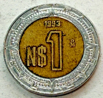 Moneda Bimetálica México 1993 1 Nuevo Peso Nuevo ¡Circulada! 🇲🇽 🇲🇽  Foto 1 de 2