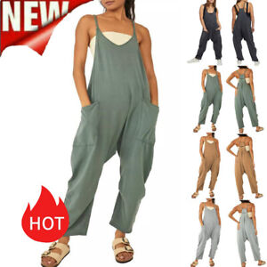 Women's Strappy Loose Dungarees Jumpsuit Romper Overalls Ladies Casual Trousers❃