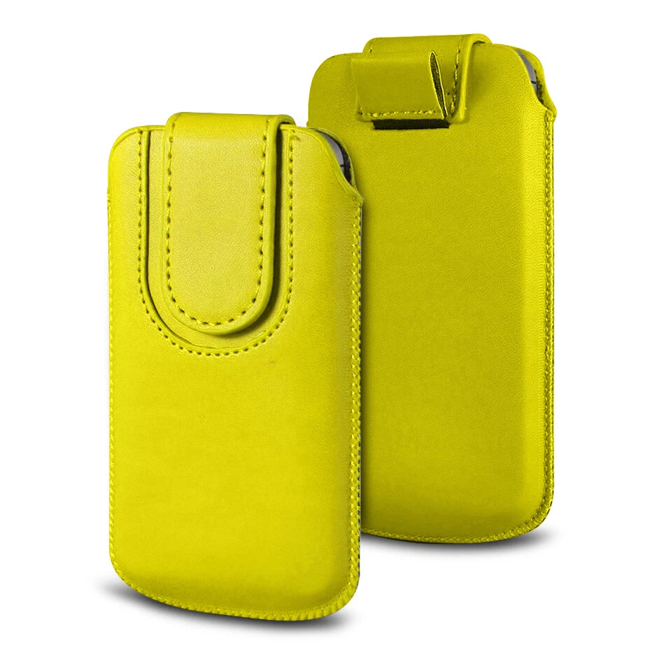 Magnetic PU Leather Pull Tab Flip Case Cover For Various Phones - Yellow (XXL) - Image 1 of 1