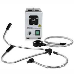 AmScope Fiber Optic Light Microscope Illuminator 150W Ring Double & Single Goose - Picture 1 of 4