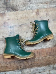 Hunter Boots Original Thurloe Rain Lace Up Waterproof Green Combat Size 7 Grunge - Picture 1 of 6