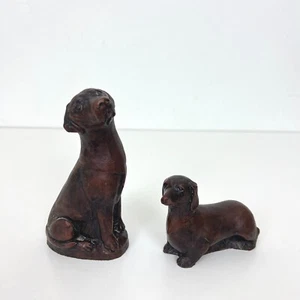 2 x Vintage Heavy Ceramic Dog Animal Sculpture Figurine Ornament Dachshund - Picture 1 of 9