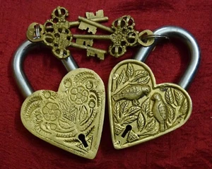 Antique Decorative Padlocks Twin Door Furnish Handcraft Gate Lock Gift VR455 - Picture 1 of 12