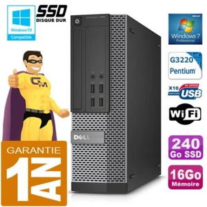 PC DELL 7020 SFF Intel G3220 RAM 16Go Scheibe 240 GB SSD Dvd-Brenner Wifi W7 - Bild 1 von 4