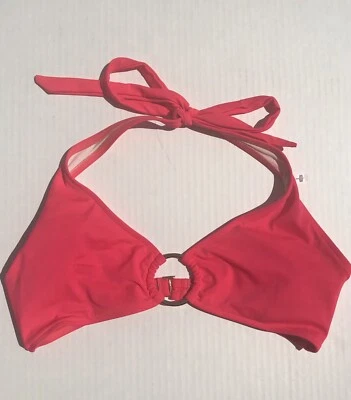 Milly Cabana Womens Santorini Pink Red Halter Swim Top Separates New Swim L - Image 1 of 2