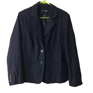 LANE BRYANT BLACK WITH WHITE PINSTRIPE BLAZER WOMENS SIZE 16 - Picture 1 of 3