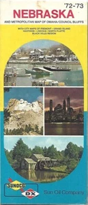 Hoja de ruta SUNOCO DX 1972 NEBRASKA Omaha Lincoln Hastings Fremont North Platte - Imagen 1 de 4