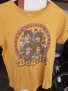 The Beatles Yellow Junk Food T shirt 1970s Era Womens Medium - Picture 1 of 2