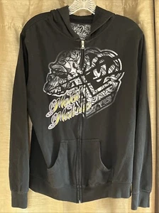 Metal Mulisha Faded Womens Medium Black Heart Full Zip Graphic Hoodie.   “RM” - Picture 1 of 6