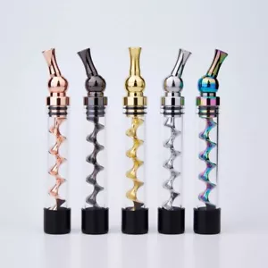 7P Plus Dry Herb Smoking Rotating Metal Tip Twisty Glass Blunt W/ Cleaning Brush - Picture 1 of 4
