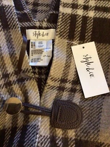 NWT-Style & Co-Acrylic-Natural Brown-Plaid-Hi/Low-Toggle-Reversible?Cape-MSRP$68 - Picture 1 of 17