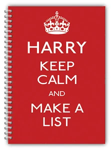 A5 NOTEBOOKS PERSONALISED/50 LINED PAGES/KEEP CALM & MAKE A LIST NOTE BOOK/RED - Picture 1 of 2
