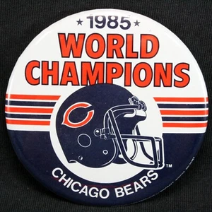 Chicago Bears 1985 Super Bowl XX Campeones del Mundo 3.5" Pin Botón NFL Fútbol - Imagen 1 de 14
