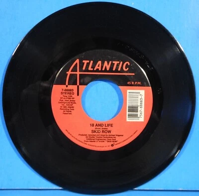 SKID ROW 18 AND LIFE ~ MIDNIGHT/TORNADO 7" 45 RPM 1989 GREAT CONDITION! VG+!!A - Image 1 of 2