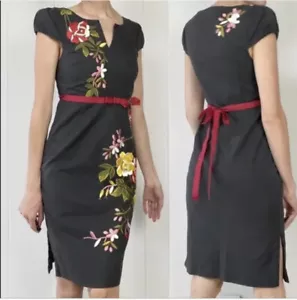 MOULINETTE SOEURS ANTHROPOLOGIE LUCILLAE EMBROIDERED FLORAL TIE DRESS Sz 6 NWT - Picture 1 of 9