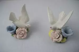 Fitz & Floyd Doves Candle Holders Pair Original Box Included - Picture 1 of 1