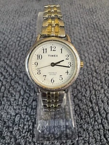 Timex Watch Women Indiglo 31mm Silver Gold Two Tone Stretch Band New Battery - Picture 1 of 5