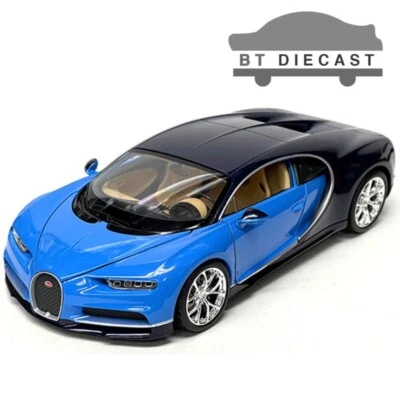 WELLY BUGATTI CHIRON 1/24 DIECAST MODEL CAR 2 TONE BLUE 24077 W-BL - Image 1 of 2