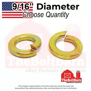 Lavadoras de bloqueo dividido de 9/16" grado 8 amarillo zinc hechas en EE. UU. (elige la cantidad) - Imagen 1 de 7