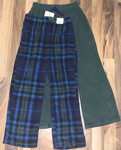 St. Eve Boys (Sz 7) 2pk Sleep Pant Microfleece Plaid/Solid Pajama Bottoms, Blue - Picture 1 of 10