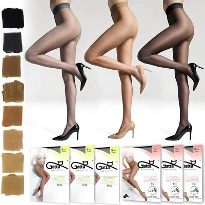 GATTA HOLLY EVE Damen Dünne Strumpfhosen 8 DEN Sommer T-Band S/M/L versch.Farben