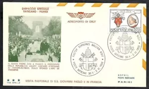 1980 VATICANO BUSTA SPECIALE VIAGGI GIOVANNI PAOLO II FRANCIA PARIGI - BV8 - Foto 1 di 1