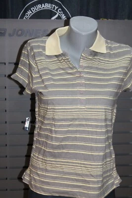 BLEND SHE Camiseta Polo 10775 Amarillo Gris Rayas Nueva Vintage 2000 Gr. M Y L - Imagen 1 de 4