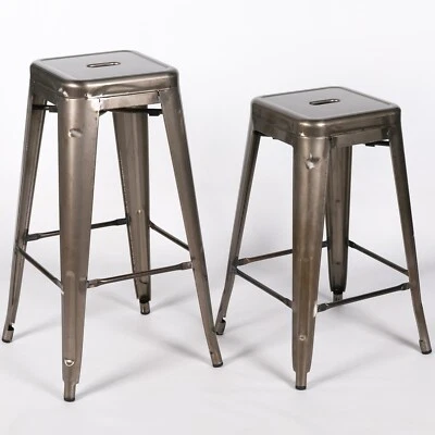 TOLIX INSPIRED METAL BAR STOOL STEEL INDUSTRIAL BREAKFAST BISTRO CAFE STACKABLE - Image 1 of 4