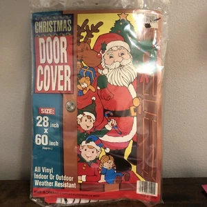Vintage Santa and Elves ￼Vinyl Door Cover New 28" x 60" Christmas, Xmas - Picture 1 of 5