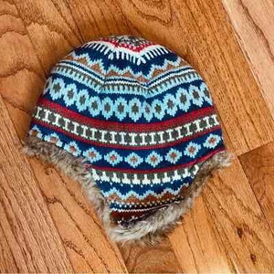 Hanna Anderson Fair Isle Faux Fur Kids Unisex Hat Size M - Picture 1 of 6