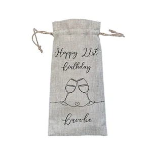 Personalisierte Sackleinen Weinflaschentüte, Geburtstag Meilenstein Geschenk für ihn ihren Freund - Bild 1 von 10