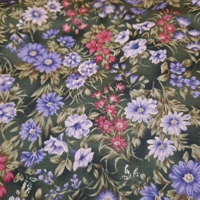 Tela de algodón floral verde 1 yarda RJR telas de moda para edredones en plena floración Foto 1 de 4