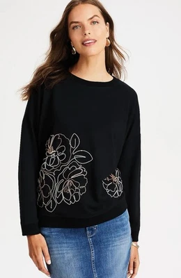 J. Jill Embroidered Blooms Relaxed Sweatshirt Size XL NWT - Image 1 of 4