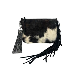 Holy Cow Couture Rindsleder Handgelenktasche Fransen Tasche Western Rodeo Echtfell Leder - Bild 1 von 8