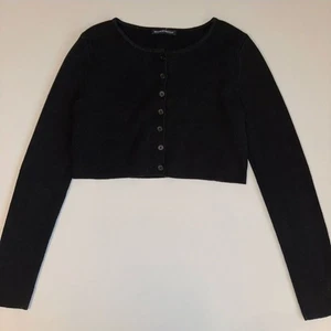 Brandy Melville schwarze Cropped Strickjacke mit Knopfleiste XS-S 100% Baumwolle Langarm - Bild 1 von 8